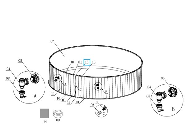 Bestway® Spare Part Rail Connector set (blue/10 pieces) for various Hydrium™ Splasher pools, round Bestway® Spare Part Rail Connector set (blue/10 pieces) for various Hydrium™ Splasher pools, round