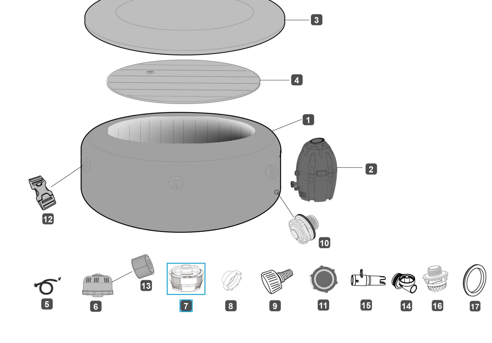 Bestway® Spare Part ChemConnect™ chemical dispenser (grey) for LAY-Z-SPA® whirlpools (2019 to 2021) Bestway® Spare Part ChemConnect™ chemical dispenser (grey) for LAY-Z-SPA® whirlpools (2019 to 2021)
