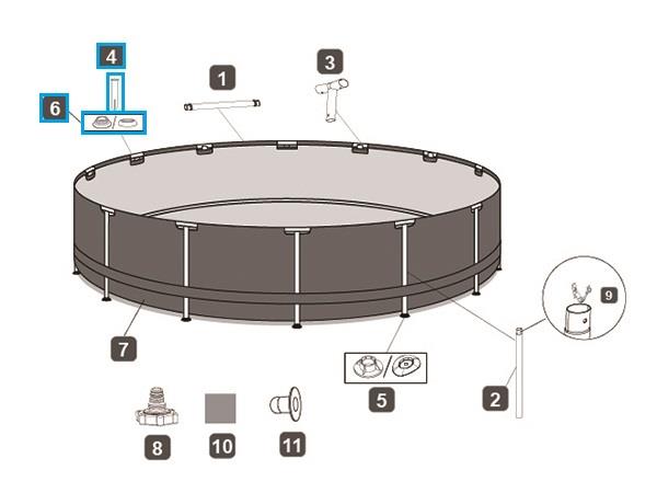 Bestway® Spare Part Pin and gasket set (white / 10 each) for various Power Steel™ pools, round Bestway® Spare Part Pin and gasket set (white / 10 each) for various Power Steel™ pools, round