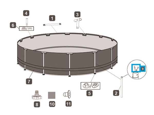 Bestway® Spare Part Spring pin set (white / 5 pieces) for Steel Pro™ pools Ø 366 x 100/122 cm, round Bestway® Spare Part Spring pin set (white / 5 pieces) for Steel Pro™ pools Ø 366 x 100/122 cm, round