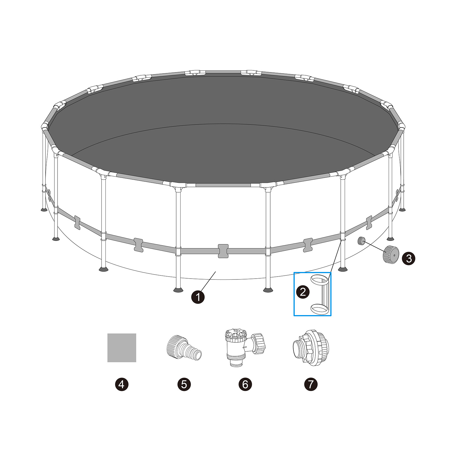 Bestway® Ersatzteil Kunststoffring zur Sicherung vertikaler Poolbeine 53 x 34 mm ausgewählter Pools