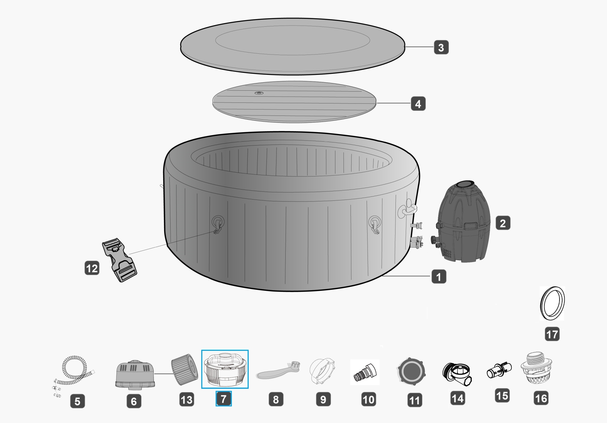 Bestway® Spare Part ChemConnect™ chemical dispenser (grey) for LAY-Z-SPA® whirlpools (2019 to 2021) Bestway® Spare Part ChemConnect™ chemical dispenser (grey) for LAY-Z-SPA® whirlpools (2019 to 2021)