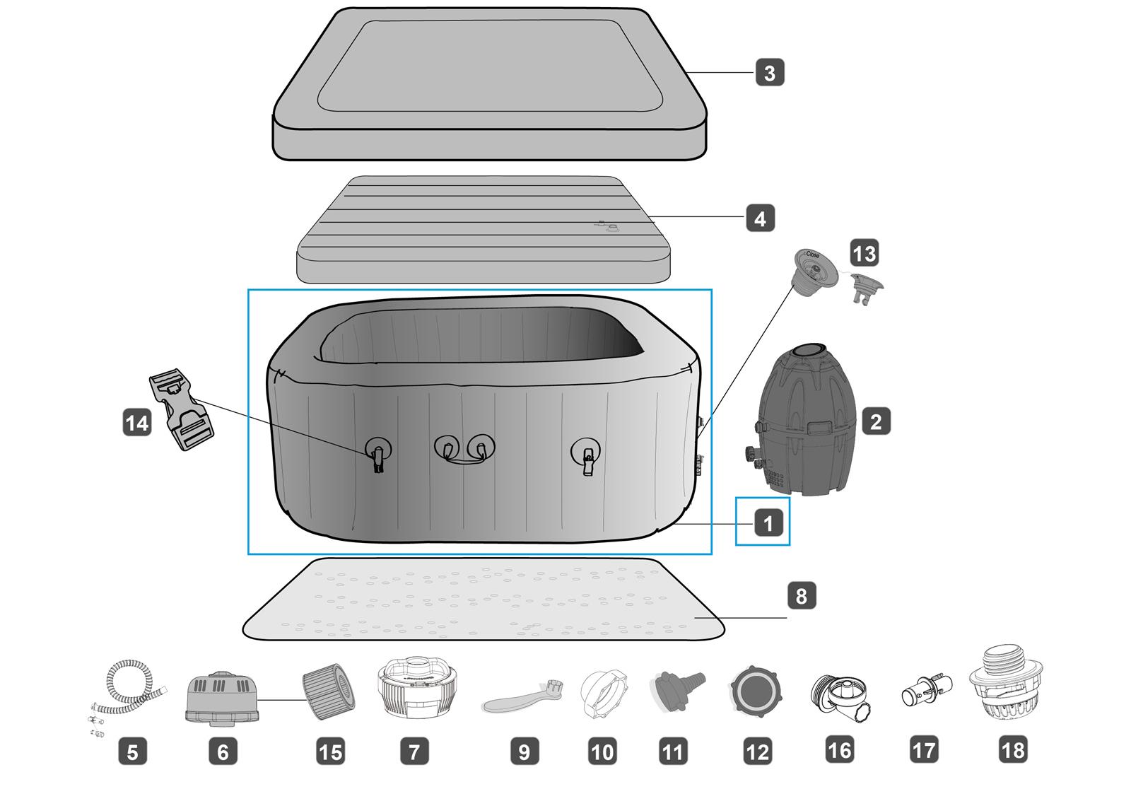 Bestway® Spare Part Liner for Lay-Z-Spa™ Hawaii AirJet™ 180cm x 180cm x 71cm