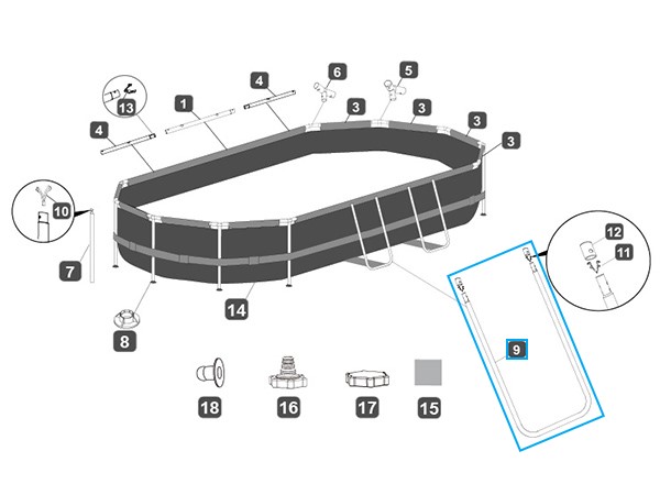 Bestway® Spare Part U-Shaped Side Support for Power Steel frame pool 330cm square, 488cm oval