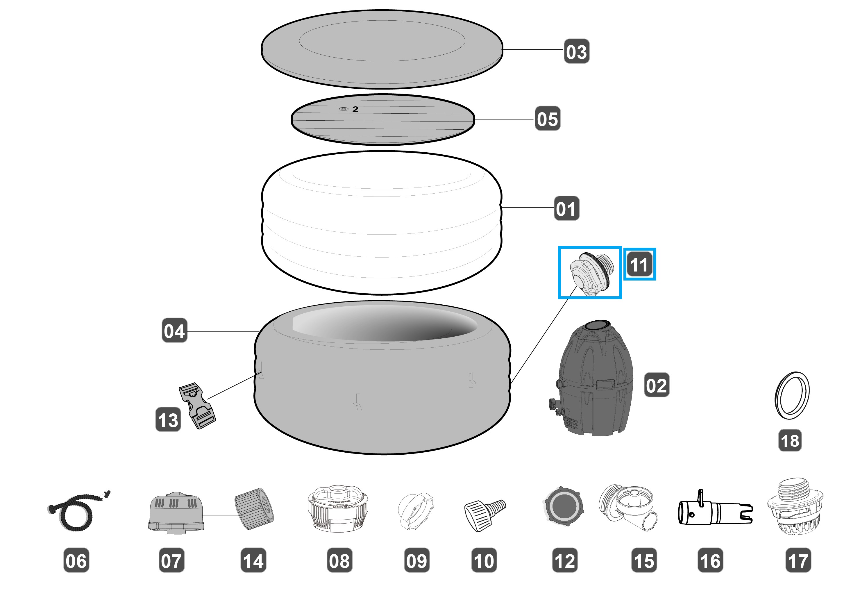 Bestway® Spare Part Screw valve for LAY-Z-SPA® whirlpools (except DropStitch™) Bestway® Spare Part Screw valve for LAY-Z-SPA® whirlpools (except DropStitch™)