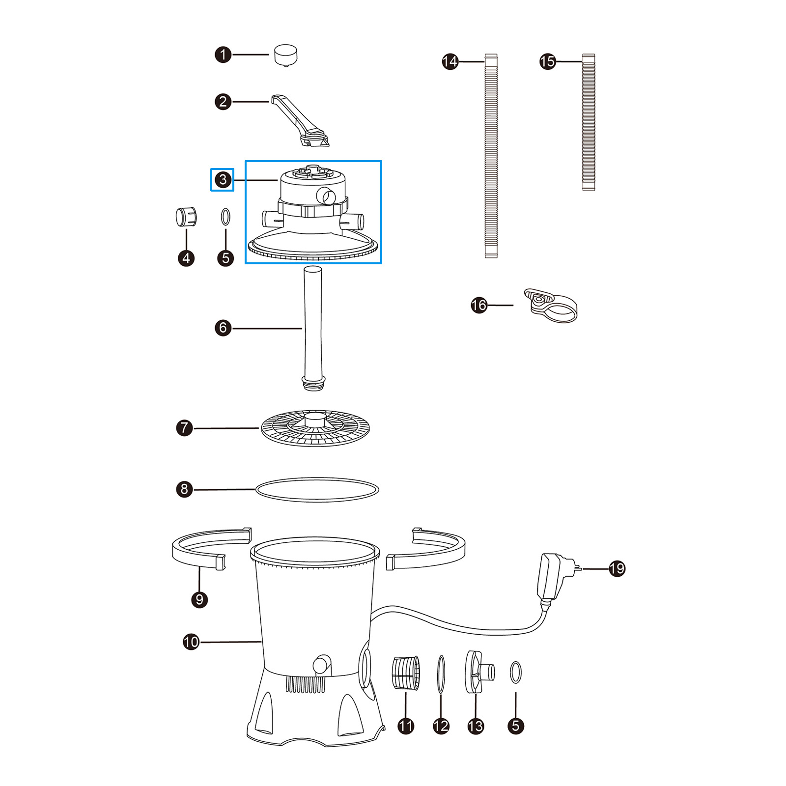 Bestway® Ersatzteil 6-Wege-Ventil für Bestway® Sandfilteranlage 3.596 l/h