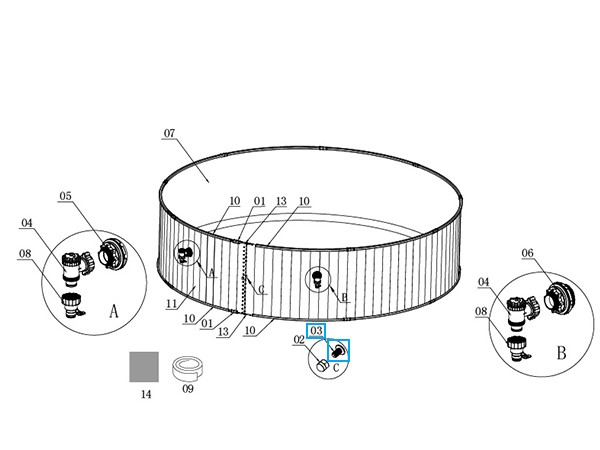 Bestway® Spare Part M6x11 Bolt set (8 pieces) for Hydrium™ steel wall pools Bestway® Spare Part M6x11 Bolt set (8 pieces) for Hydrium™ steel wall pools