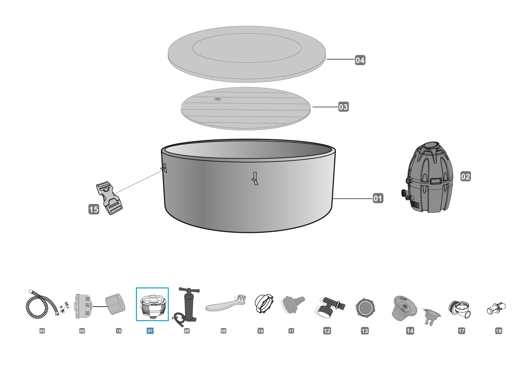 Bestway® Spare Part ChemConnect™ chemical dispenser (grey) for LAY-Z-SPA® whirlpools (2019 to 2021) Bestway® Spare Part ChemConnect™ chemical dispenser (grey) for LAY-Z-SPA® whirlpools (2019 to 2021)