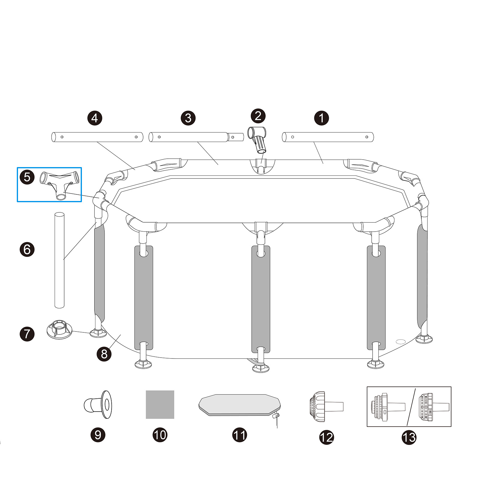 Bestway® Ersatzteil T-Verbinder für Bestway® LAY-Z-SPA® Eisbad Glacial Dip™ 150x90x65cm