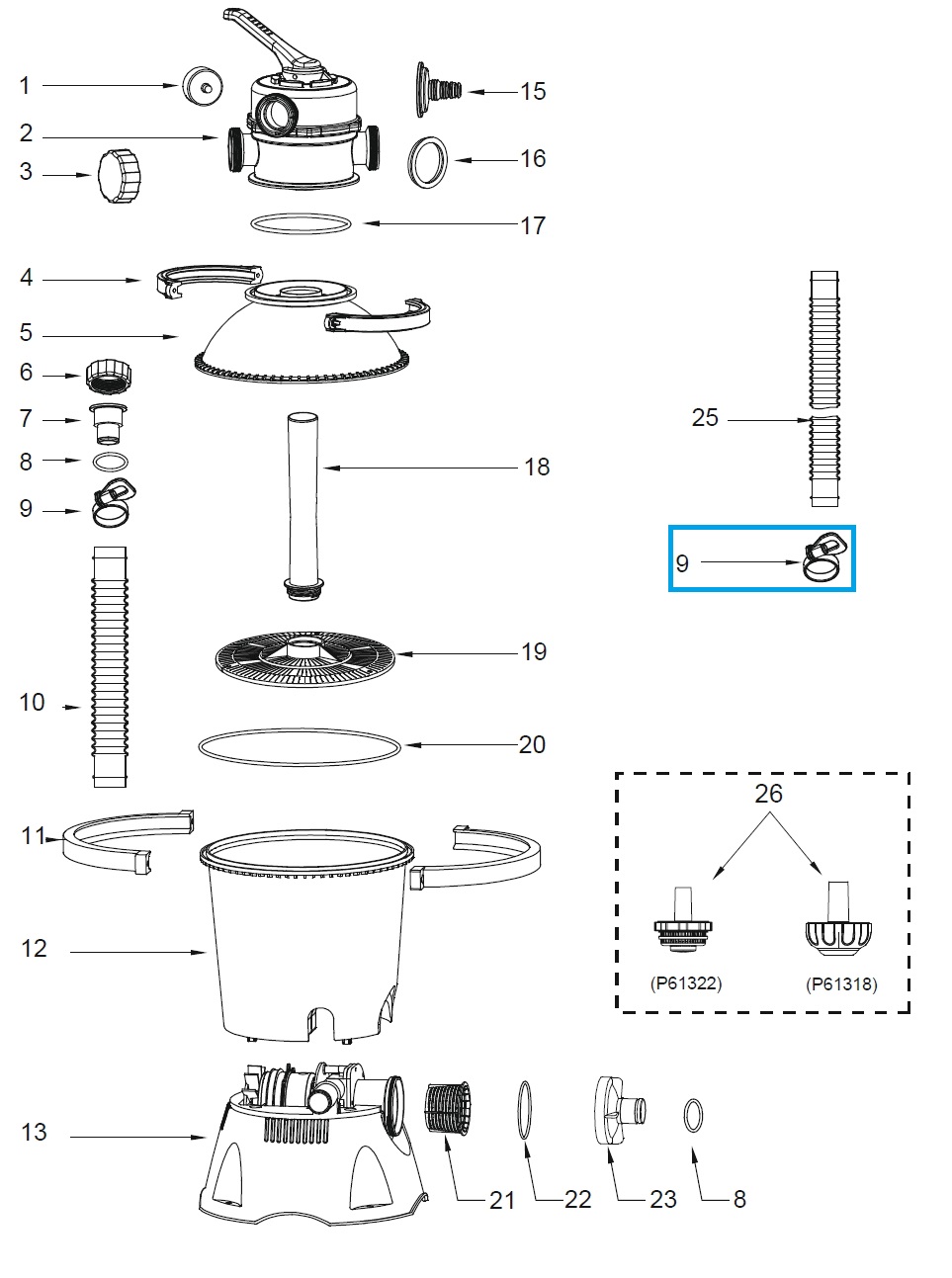 Bestway® Ersatzteil-Set Schlauchklemme (4 Stück / Ø 32 mm)