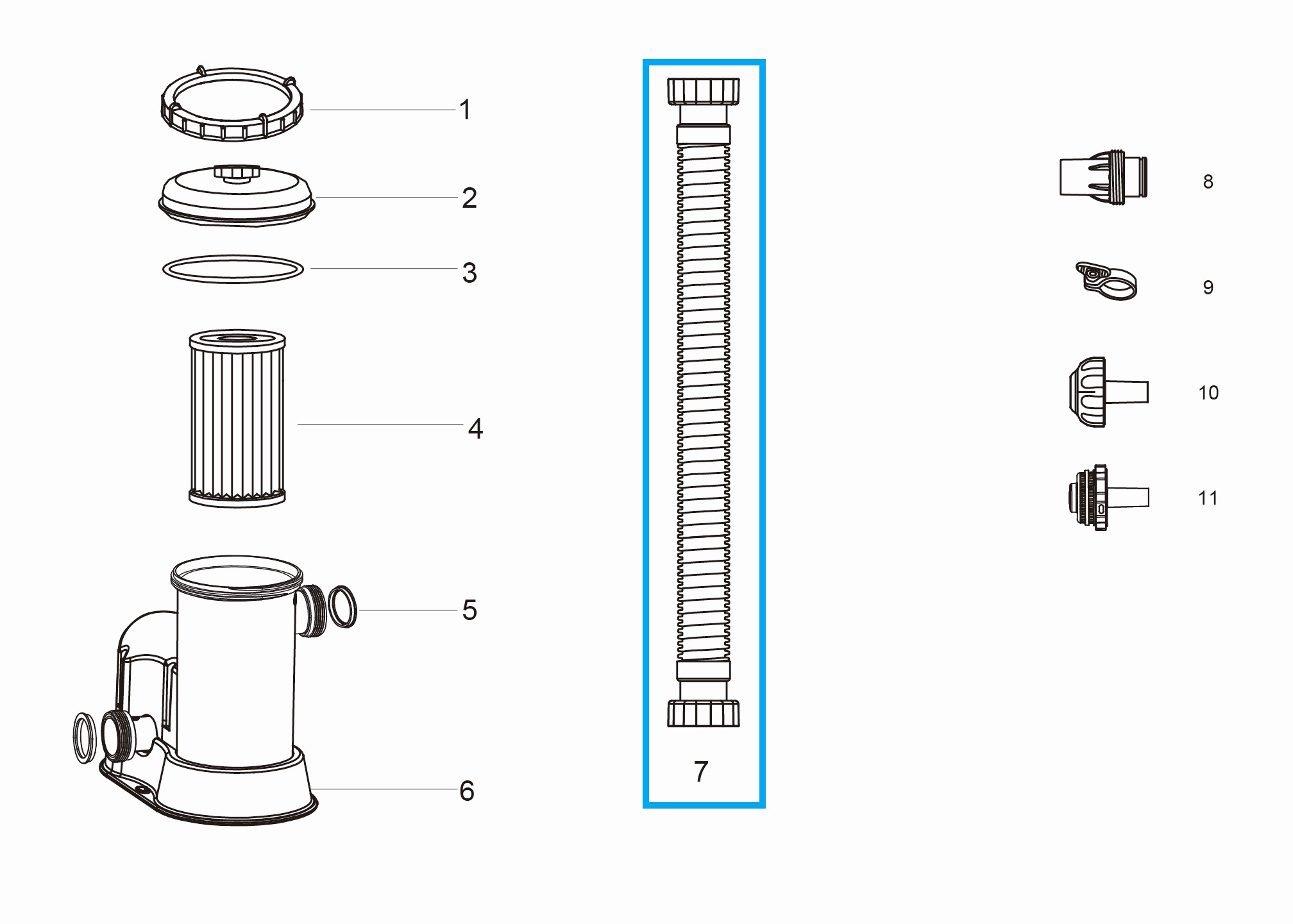 Bestway® Spare Part Hose with nuts (blue / Ø 38mm / 150 cm) for Flowclear™ filter units Bestway® Spare Part Hose with nuts (blue / Ø 38 mm / 300 cm) for Flowclear™ filter units