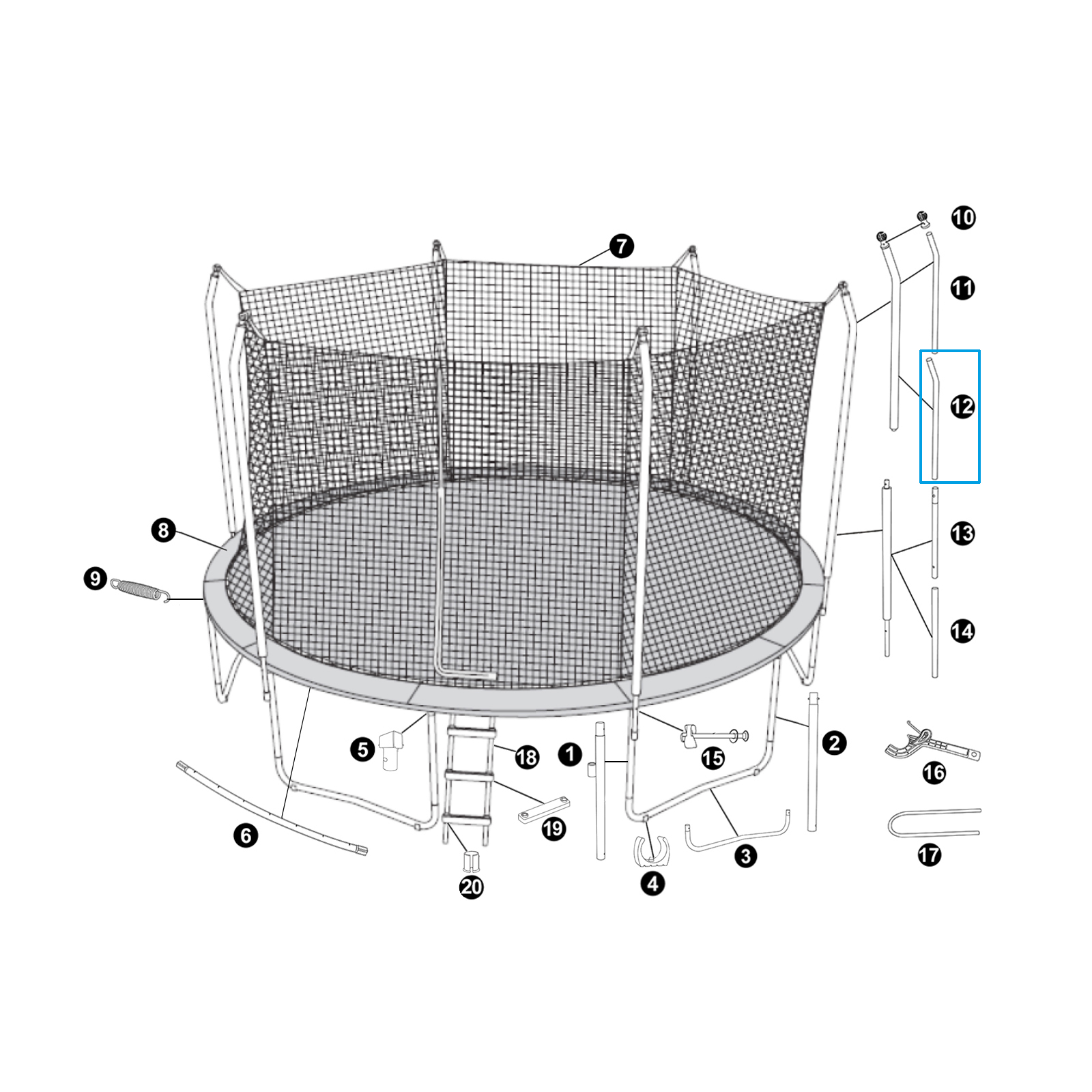Bestway® Ersatzteil Schaumstoff (obere Rahmenstütze) für Bestway® Xtreme Air™ Trampolin, Ø 427 x 286 cm