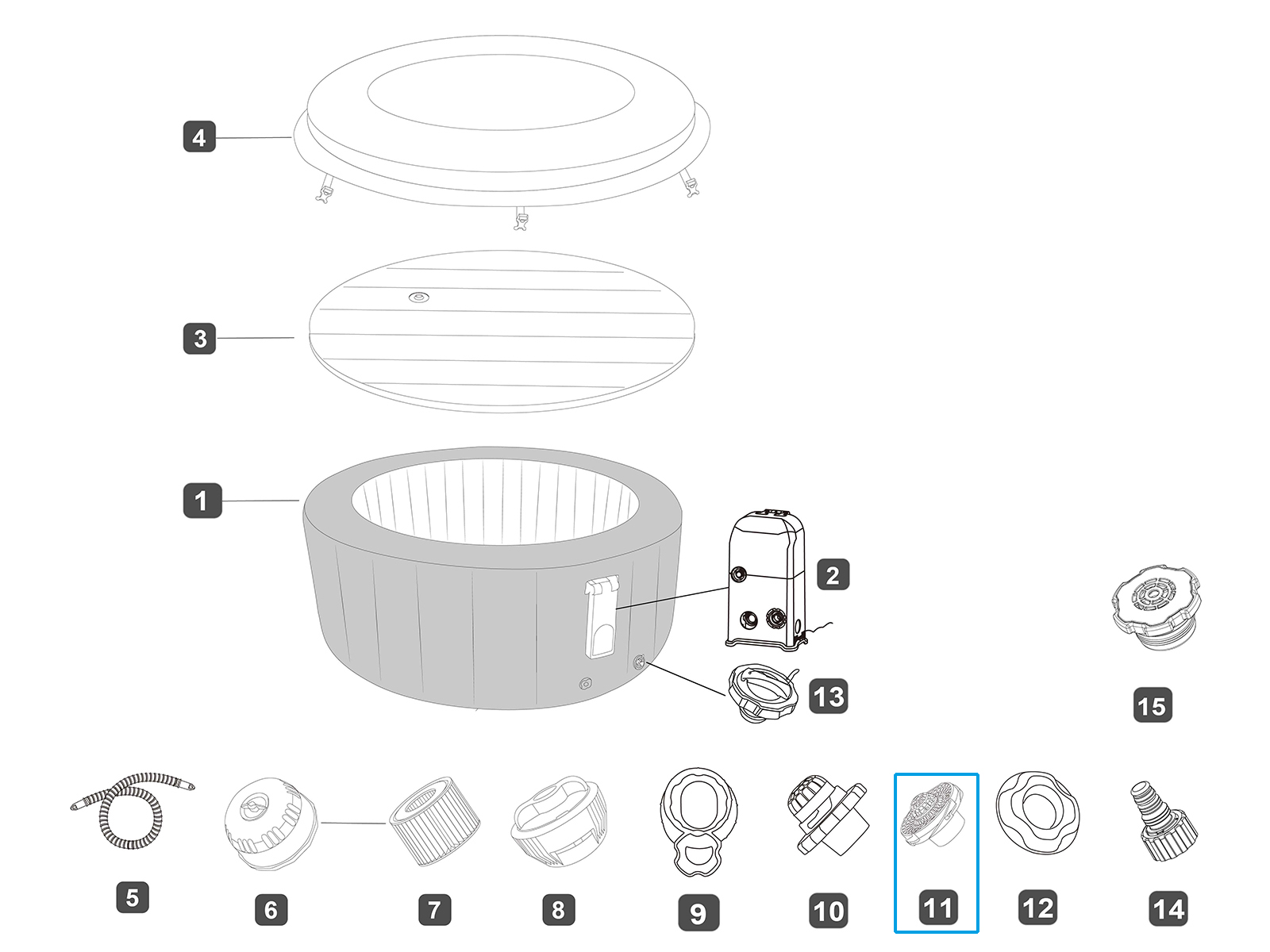 Bestway® Ersatzteil Wasser - Auslasssieb (grau) für LAY-Z-SPA® UltraFit™ Whirlpools (ab 2024) Bestway® Ersatzteil Wasser - Auslasssieb (grau) für LAY-Z-SPA® UltraFit™ Whirlpools (ab 2024)