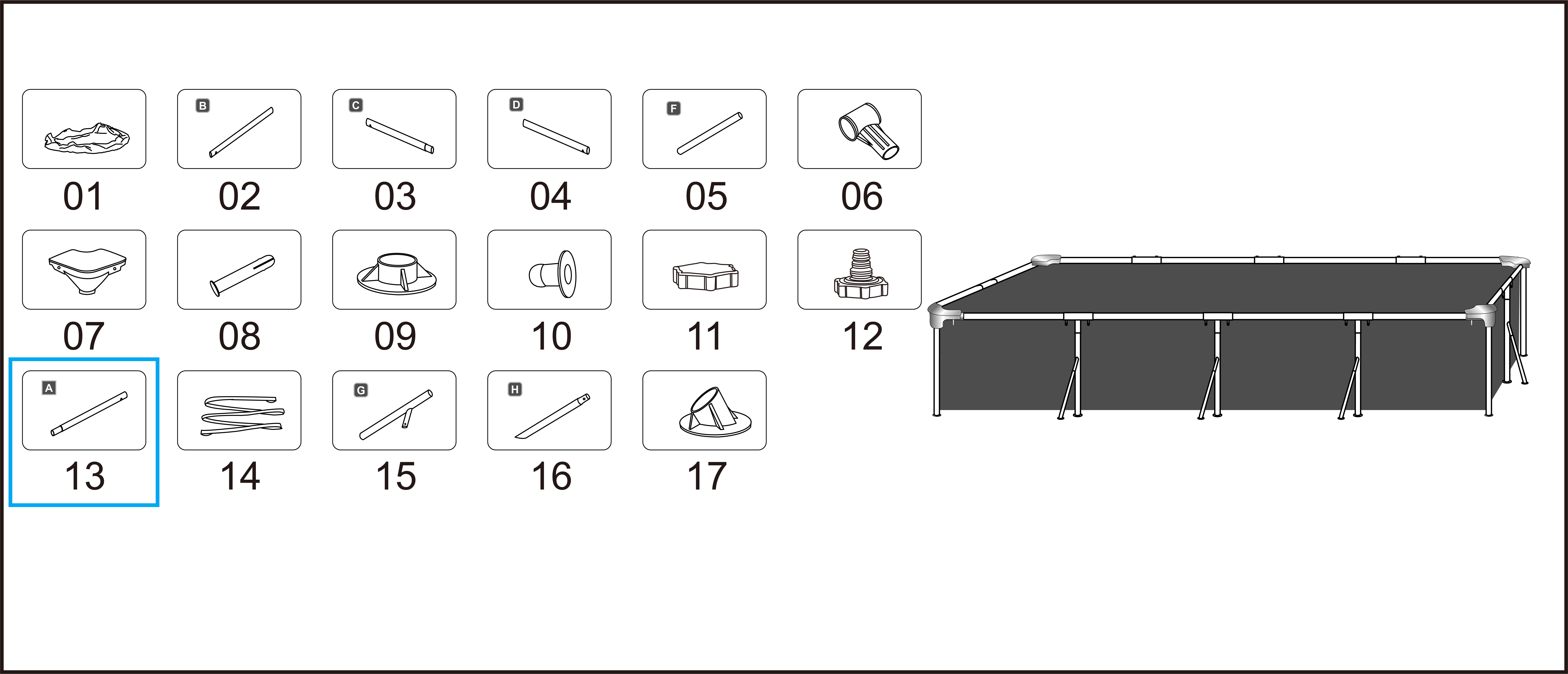 Bestway® Spare Part Top rail A (white) for Steel Pro™ frame pool 400 x 211 x 81 cm, angular Bestway® Spare Part Top rail A (white) for Steel Pro™ frame pool 400 x 211 x 81 cm, angular