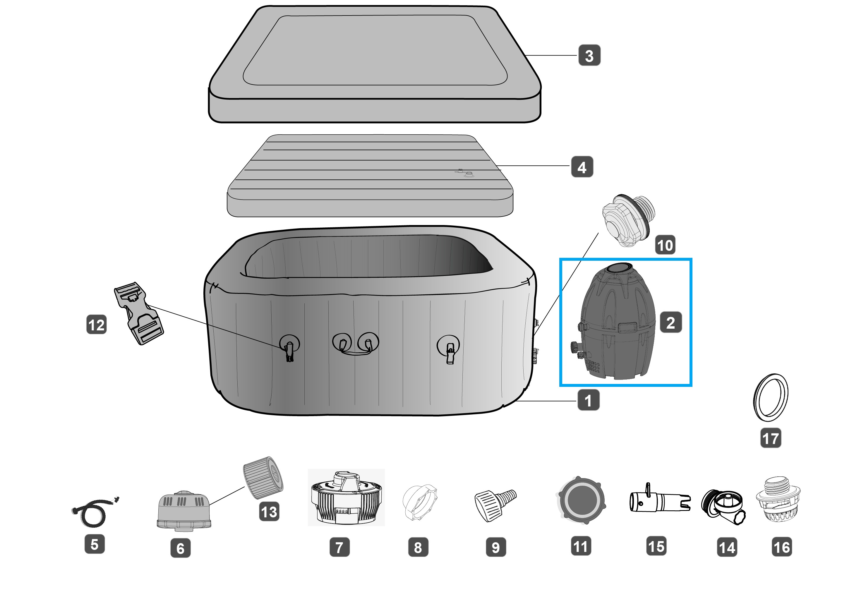Bestway® Spare Part AirJet™ Pump (grey) for LAY-Z-SPA® AirJet™ whirlpools (2020) NL Bestway® Spare Part AirJet™ Pump (grey) for LAY-Z-SPA® AirJet™ whirlpools (2020) NL