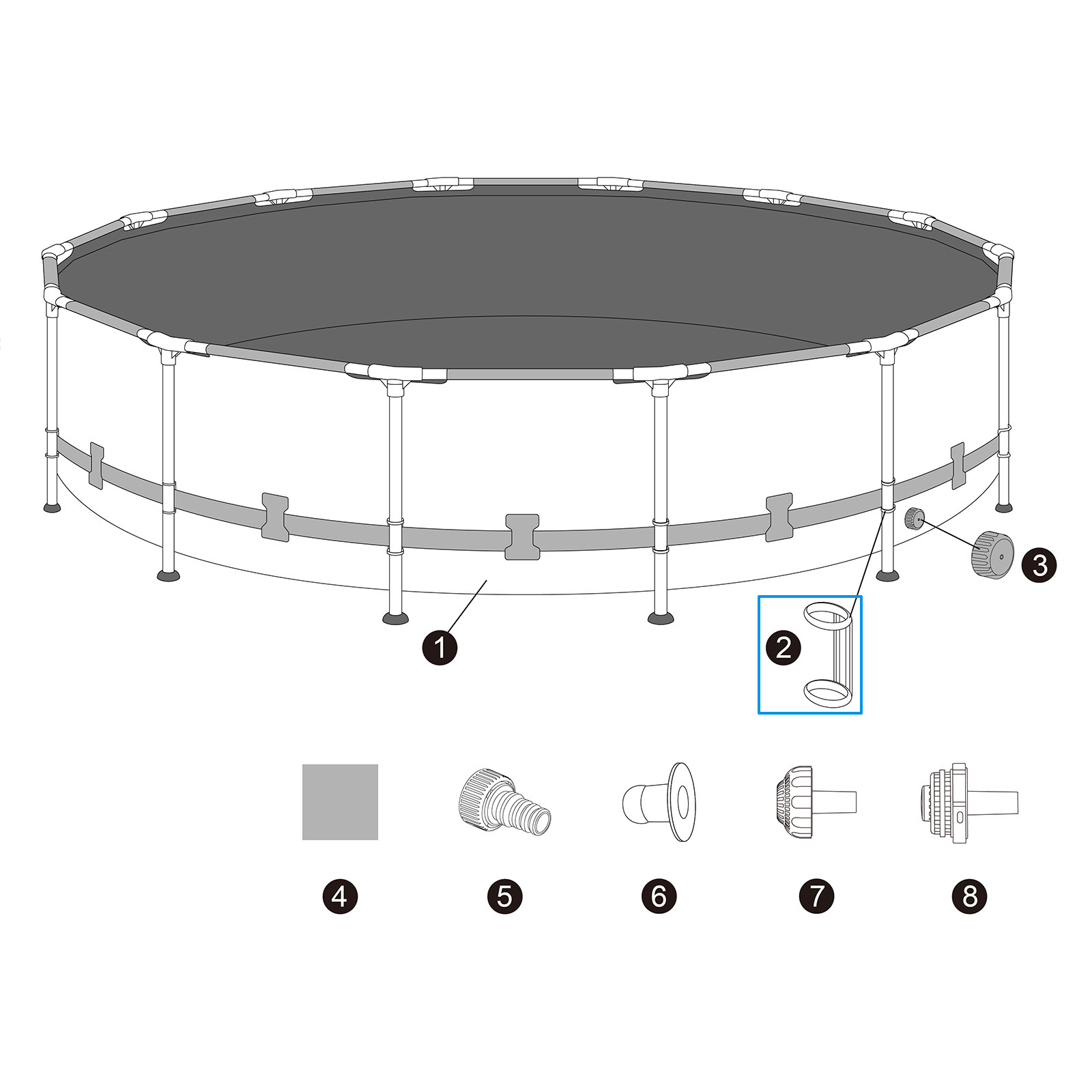 Bestway® Ersatzteil Kunststoffring zur Sicherung vertikaler Poolbeine 50 x 31 mm ausgewählter Pools