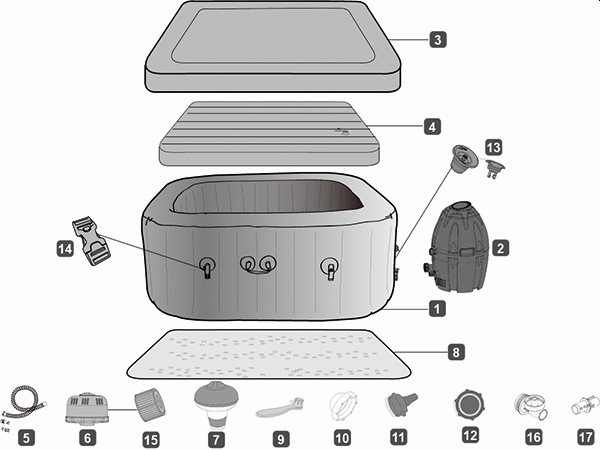 Bestway® Spare Part  5" Chemical Floater For SPA Bestway® Spare Part Water inlet/outlet nut (including screws & O-ring ) for LAY-Z-SPA® AirJet™ pump