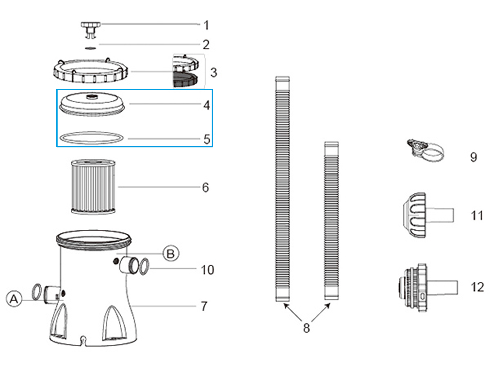 Bestway® Spare Part Cap (set with gasket) for Flowclear™ filter unit (58381 | 2018 / 2019)