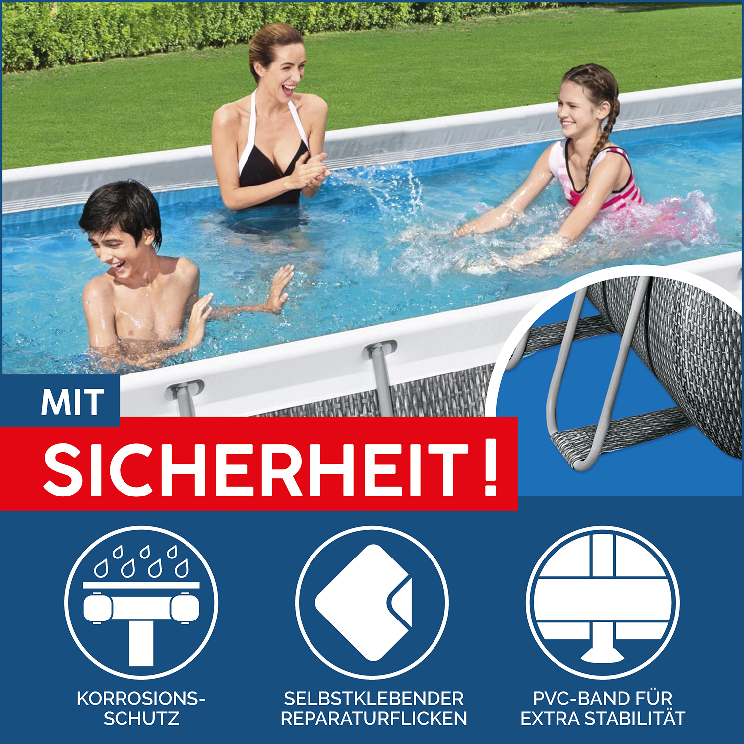Power Steel 13'3" x 6'7" x 39.5"/4.04m x 2.01m x 1.00m Rectangular Pool