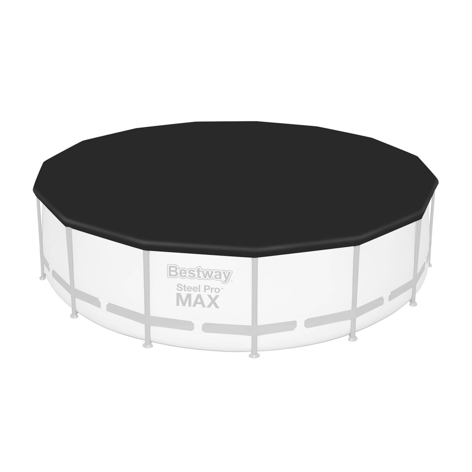 Bestway® Spare Part Pool cover (black) for Steel Pro MAX™ pools Ø 457 cm, round Bestway® Spare Part Pool cover for Power Steel™/Steel Pro MAX™ pools Ø 396 cm and Hydrium Ø 360 cm