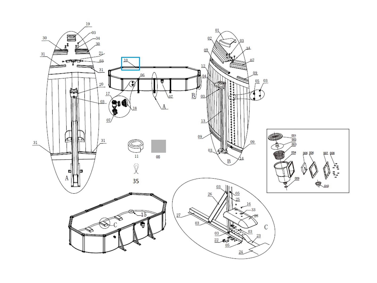 Bestway® Spare Part Pool liner (grey / stone printing) for Hydrium™ steel wall pool 730 x 360 x 130 cm Bestway® Spare Part Pool liner (grey / stone printing) for Hydrium™ steel wall pool 730 x 360 x 130 cm