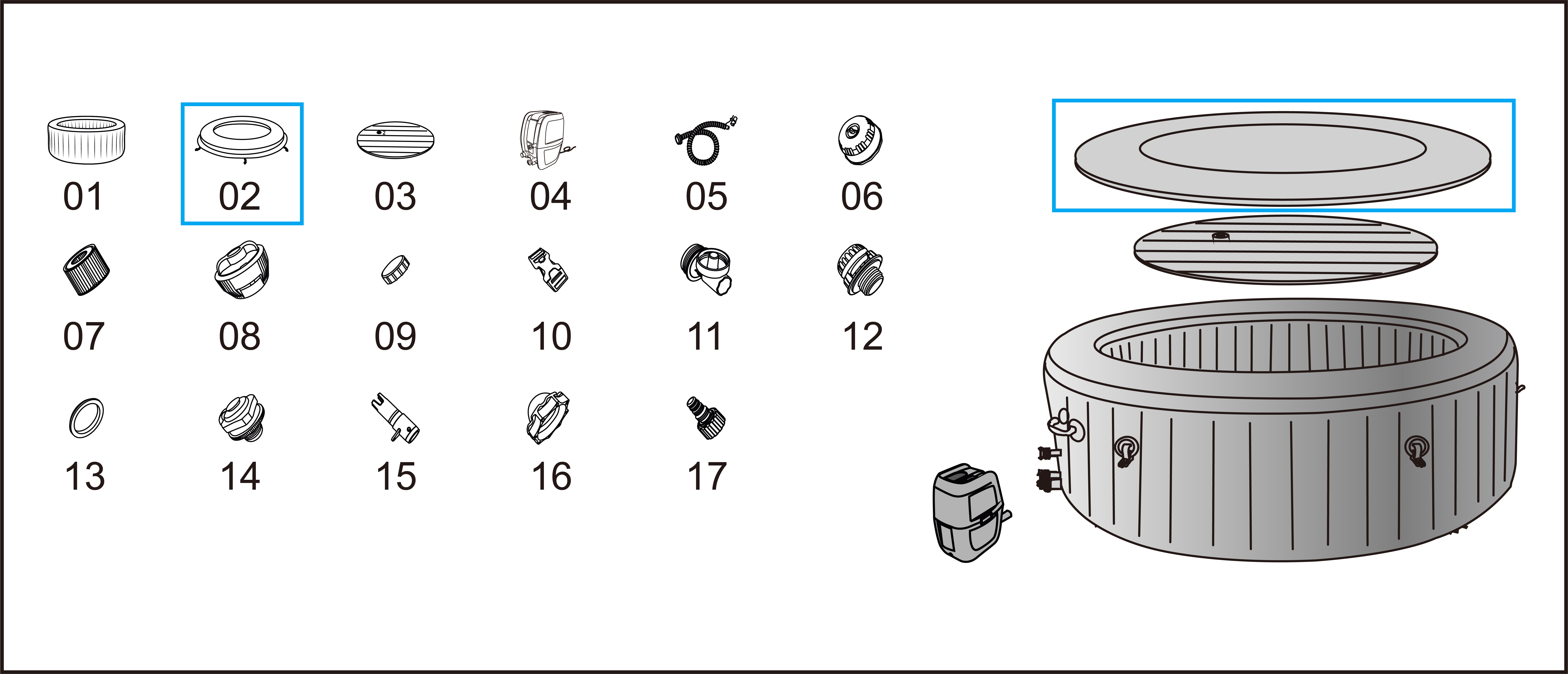 Bestway® Spare Part Leatheroid Cover (tropical hibiscus design) for LAY-Z-SPA® Aruba AirJet™ Ø 170 cm (2023) Bestway® Spare Part Leatheroid Cover (tropical hibiscus design) for LAY-Z-SPA® Aruba AirJet™ Ø 170 cm (2023)