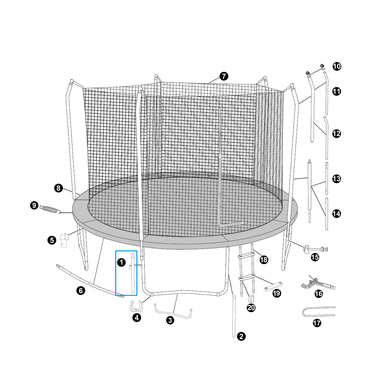 Bestway® Spare Part Vertical Leg A for 12' x 9'1"/3.66m x 2.78m Xtreme Air Trampoline