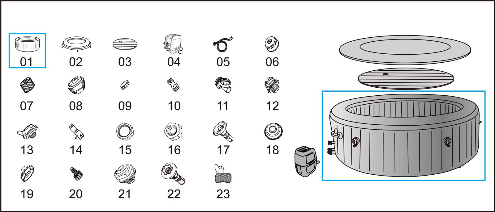 Bestway® Spare Part Liner (graphite) for LAY-Z-SPA® Santorini HydroJet™ Ø 216 x 80 cm (2022)