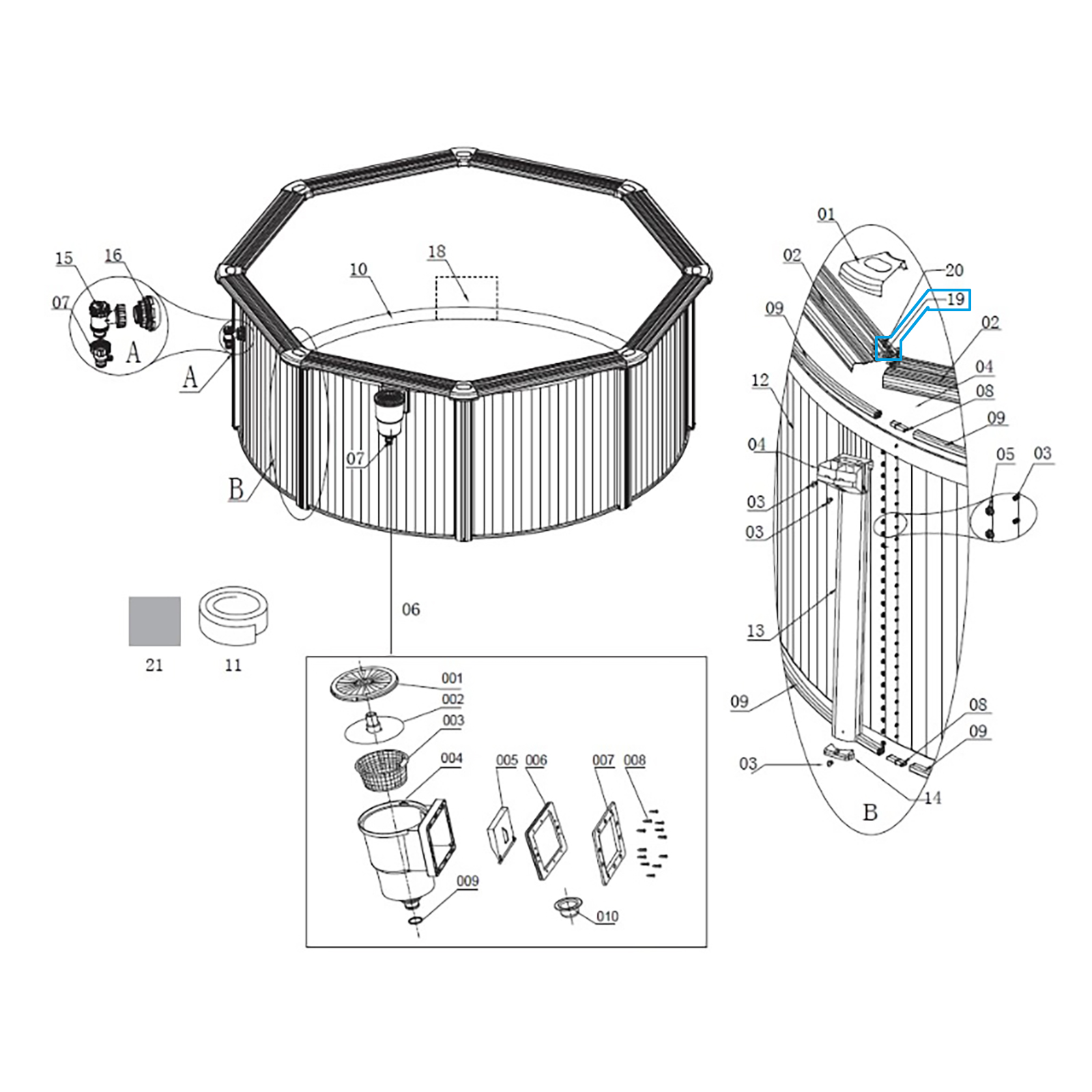 Bestway® Spare Part Set Washer (4 pieces) for Hydrium™ steel wall pools
