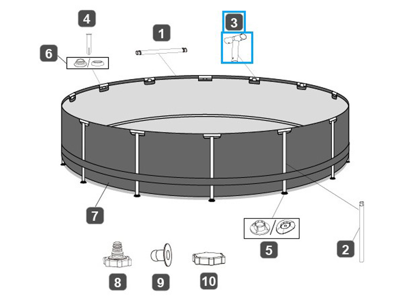 Bestway® Spare Part T-Connector for 14' x 42"/4.27m x 1.07m pool