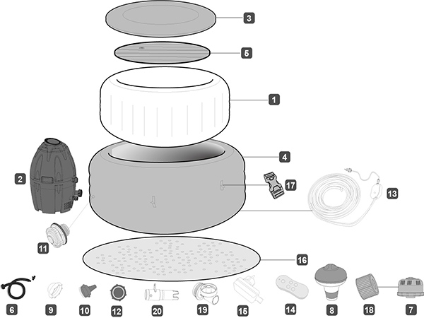 Bestway® Spare Part Transformer for Lay-Z-Spa™ Paris Bestway® Spare Part LED strip (wire included) for LAY-Z-SPA® Paris and New York AirJet™ (until 2020)