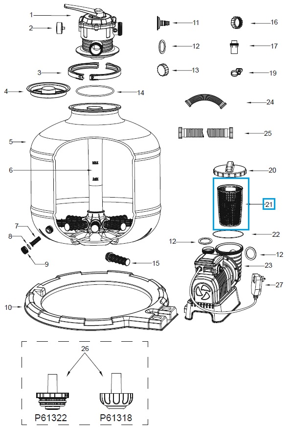 Bestway® Spare Part Strainer for Flowclear™ sand filter unit (except 2.006 l/h) Bestway® Spare Part Strainer for Flowclear™ sand filter unit (except 2.006 l/h)