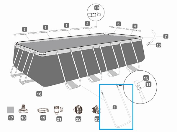 Bestway® Spare Part U-Shaped beam (grey) for various Power Steel™ frame pools, angular Bestway® Spare Part U-Shaped beam (grey) for various Power Steel™ frame pools, angular
