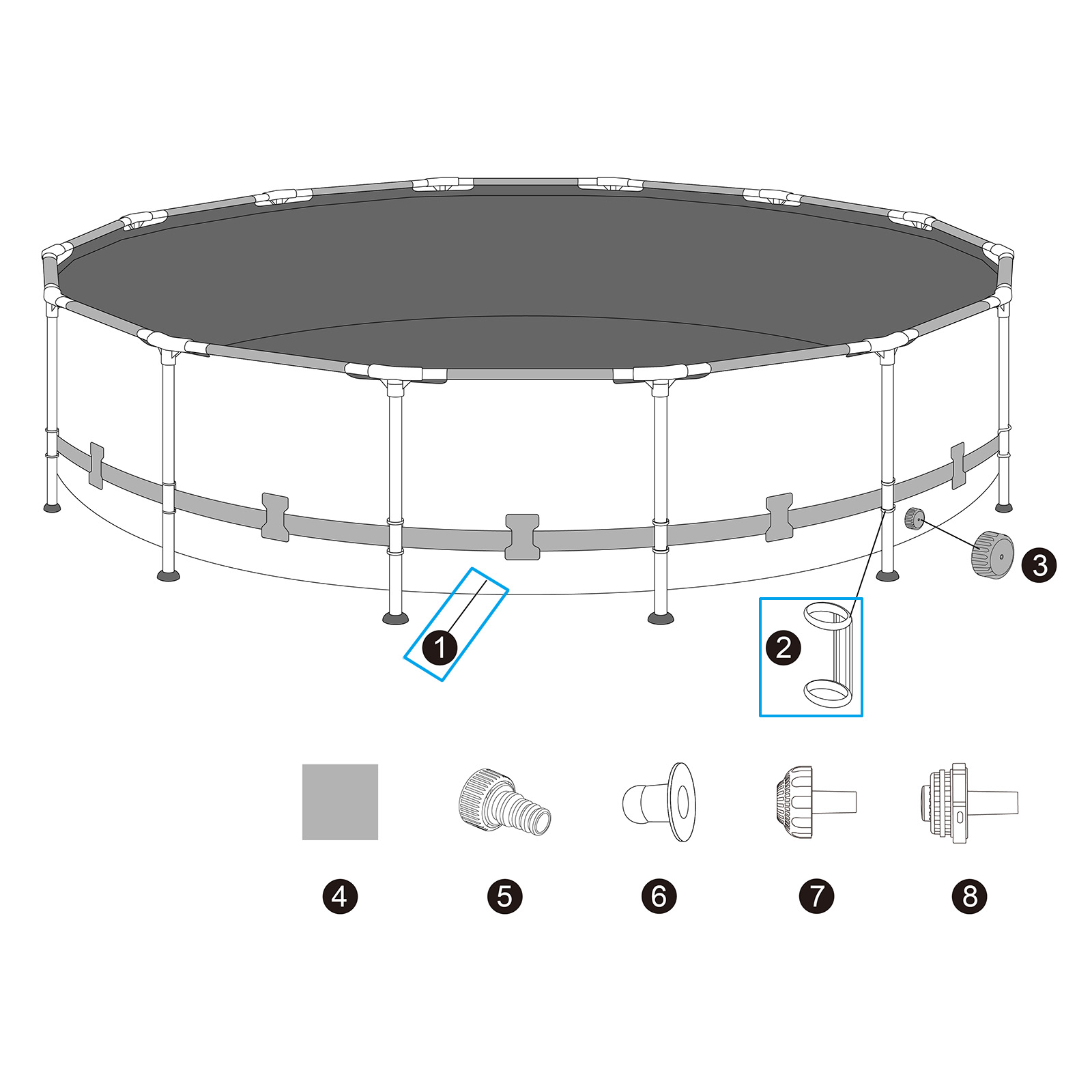 Ersatzteil Poolfolie für Steel Pro MAX 427x107cm, rund - inklusive Kunststoffring-Set
