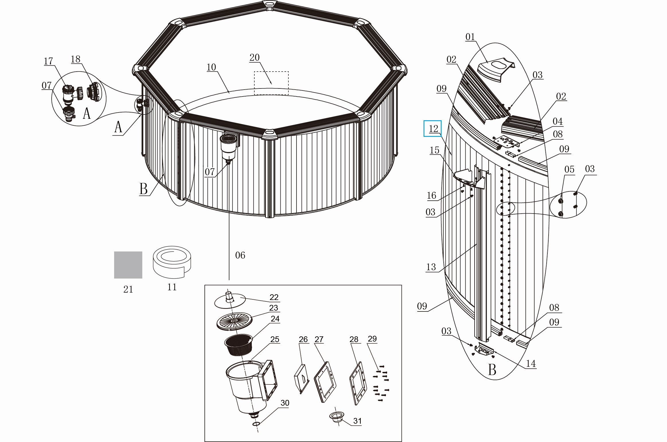 Bestway® Spare Part Steel wall frame (grey) for Hydrium™ steel wall pool Ø 300 x 120 cm, round Bestway® Spare Part Steel wall frame (grey) for Hydrium™ steel wall pool Ø 460 x 120 cm, round
