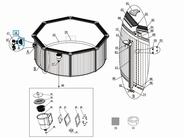 Bestway® Spare Part Pool inlet strainer (grey / Ø 38 mm) for pools