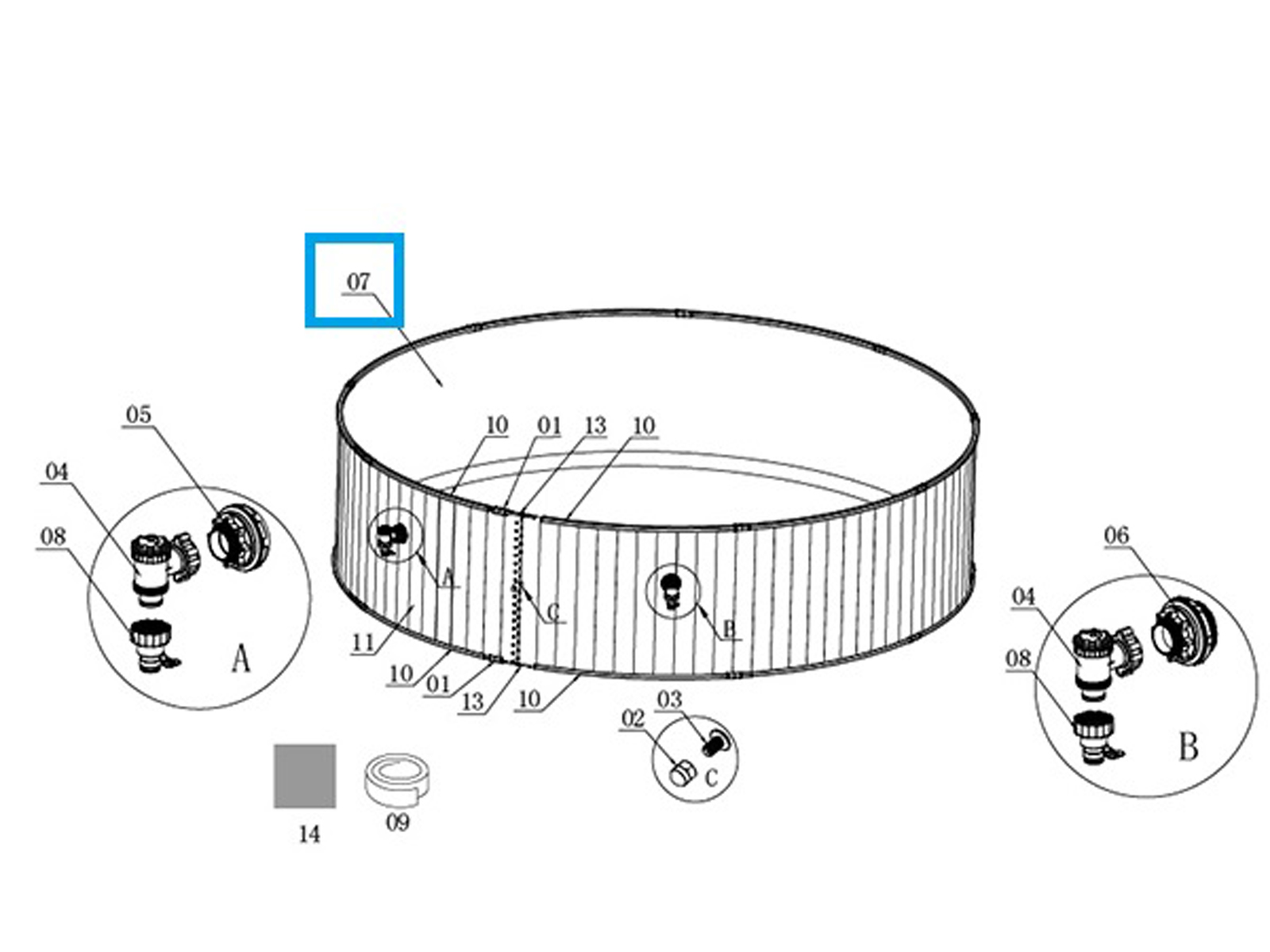 Bestway® Spare Part Pool liner (blue) for Hydrium™ Splasher pool 488 x 107 cm, round Bestway® Spare Part Pool liner (blue) for Hydrium™ Splasher pool 488 x 107 cm, round