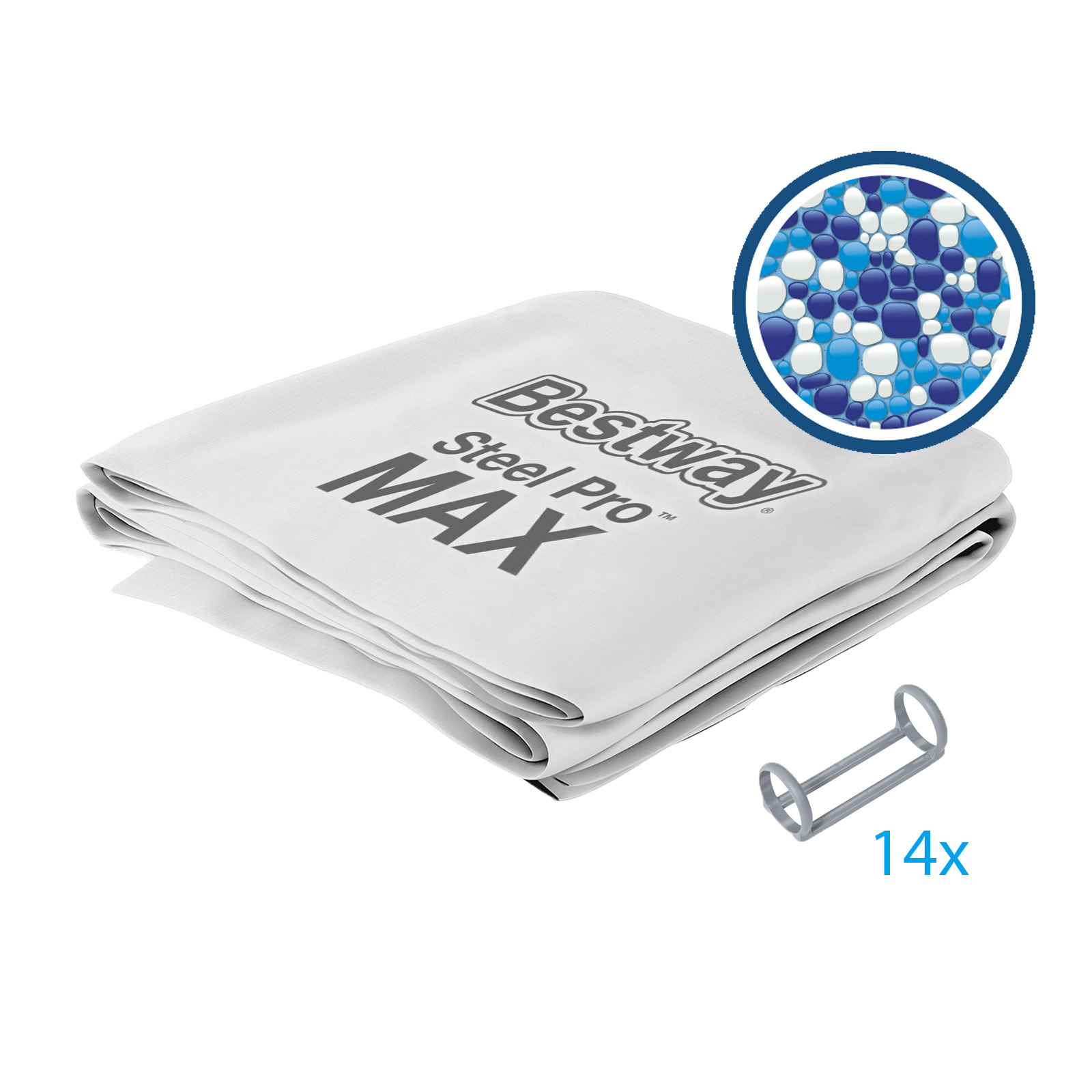 Ersatzteil Poolfolie für Steel Pro MAX 427x107cm, rund - inklusive Kunststoffring-Set