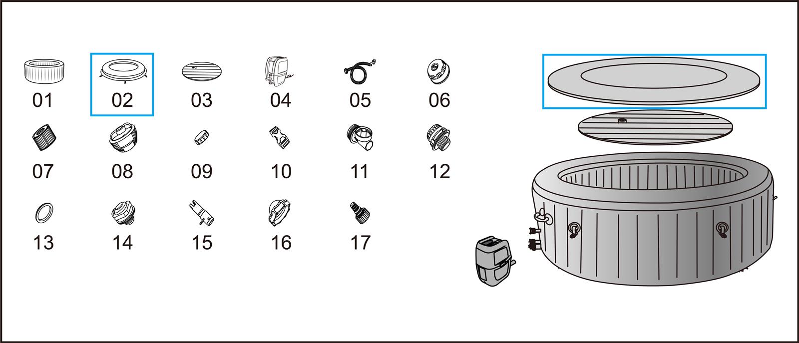 Bestway® Spare Part Leatheroid cover braided optics for LAY-Z-SPA® Havana AirJet™ Ø 180x66cm (2022) Bestway® Spare Part Leatheroid cover braided optics for LAY-Z-SPA® Havana AirJet™ Ø 180x66cm (2022)