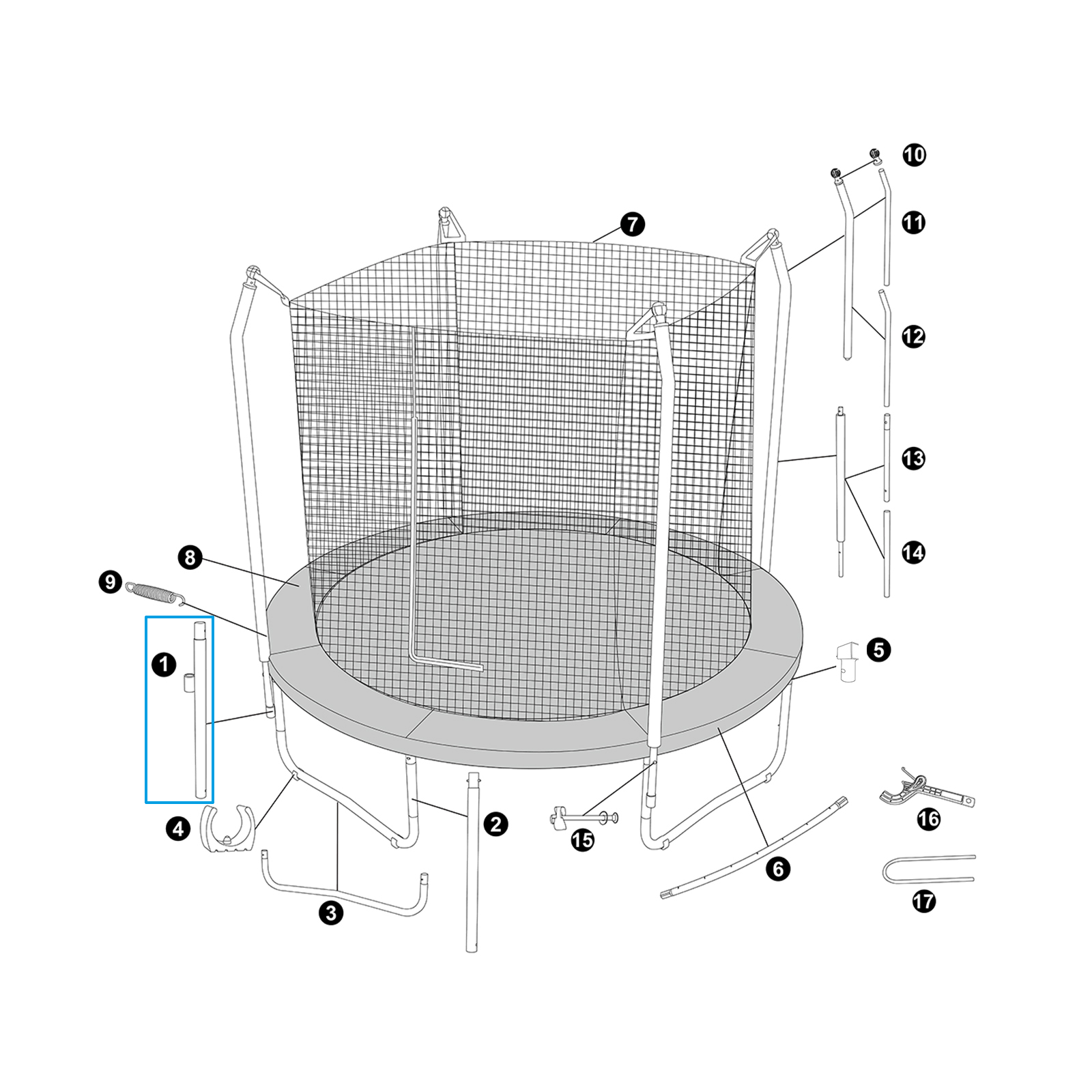 Bestway® Spare Part Vertical Leg A for 10' x 8'4"/3.05m x 2.55m Xtreme Air Trampoline