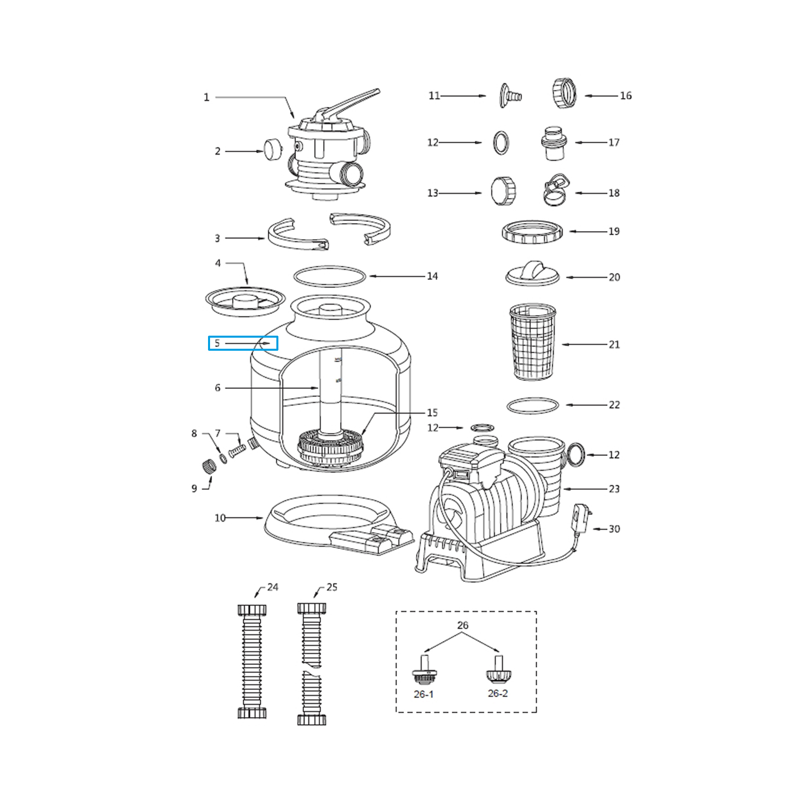 Bestway® Spare Part Tank (grey) for various Flowclear™ sand filter units (GS) Bestway® Spare Part Tank (grey) for Flowclear™ sand filter units (58486 | GS)