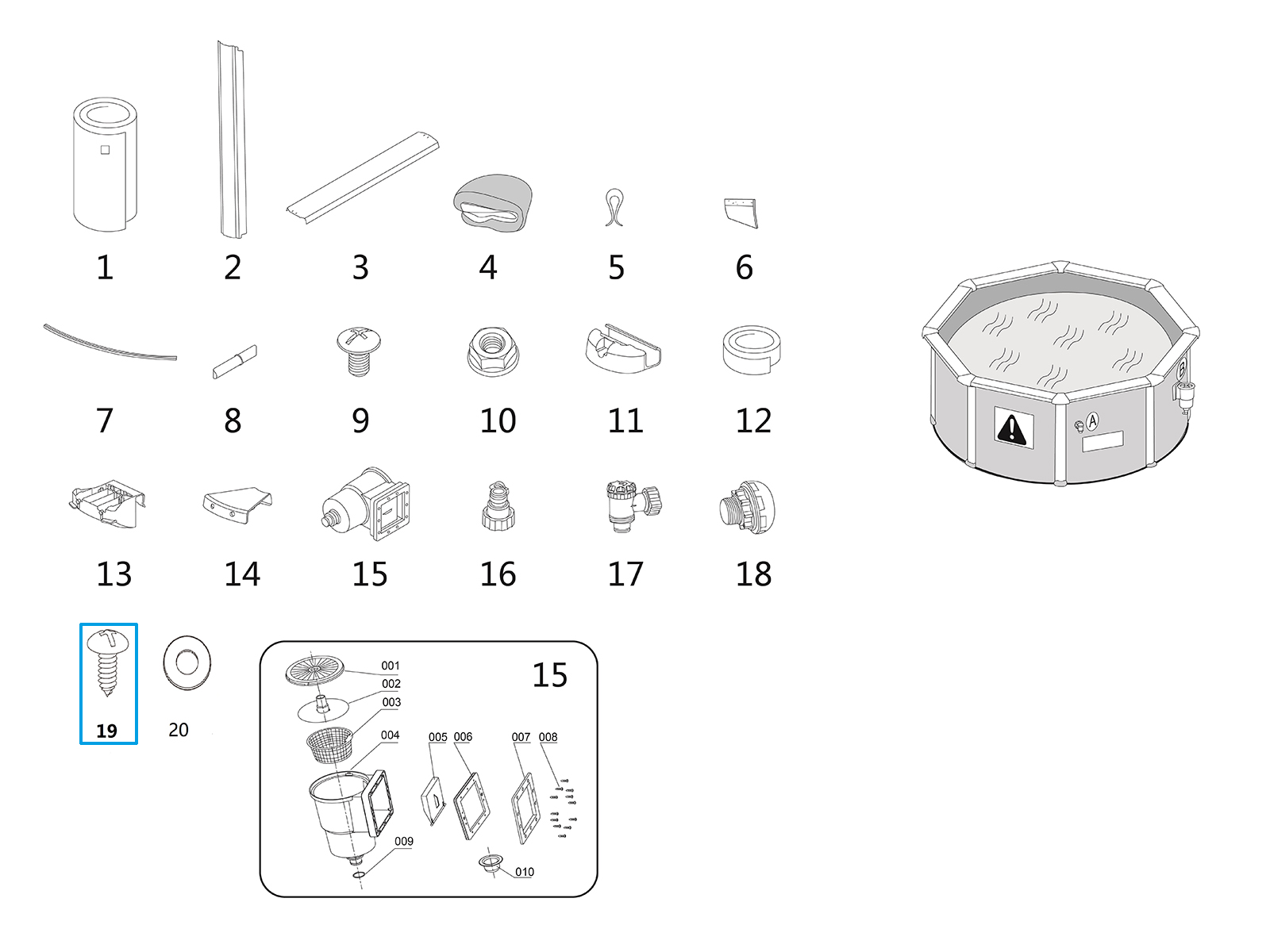 Bestway® Spare Part Set Screw (ST6 / 4 pieces) for Hydrium™ steel wall pools