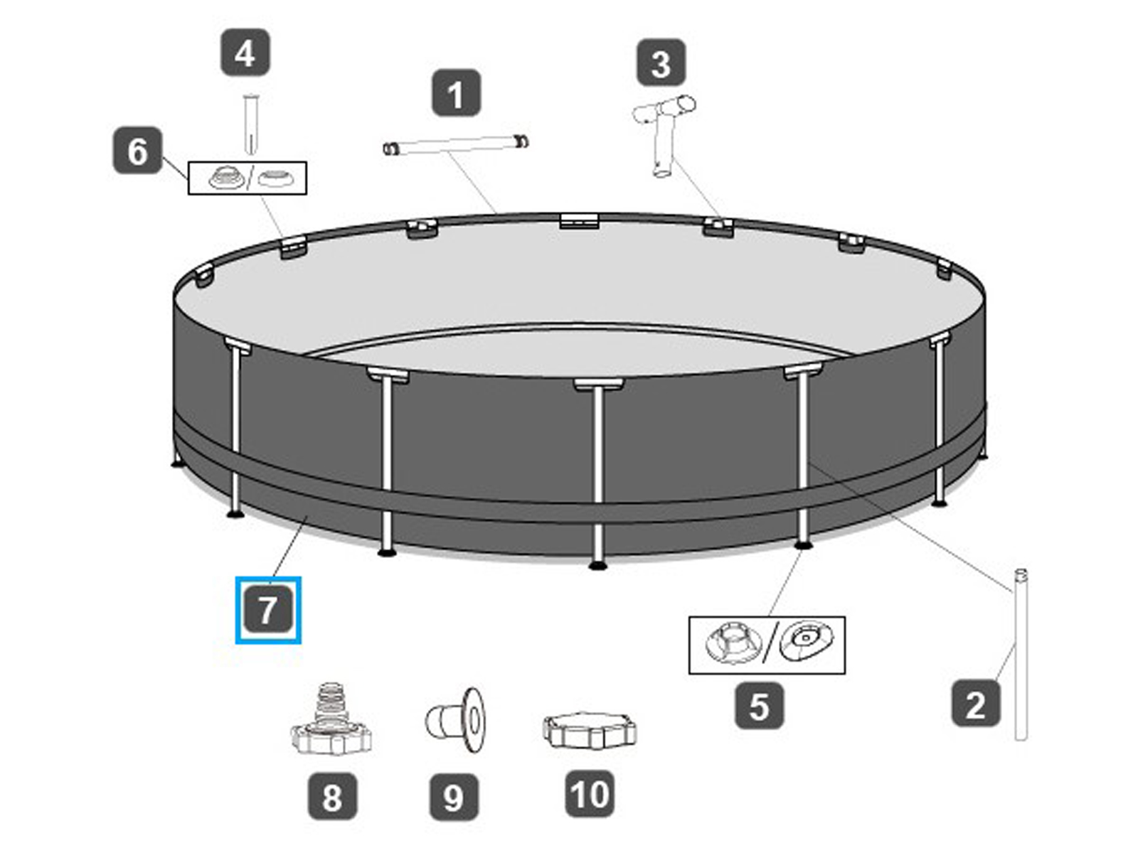 Bestway® Spare Part Pool liner (lightgrey) for Steel Pro MAX™ pool Ø 366 x 76 cm, round Bestway® Spare Part Pool liner (lightgrey) for Steel Pro MAX™ pool Ø 366 x 76 cm, round