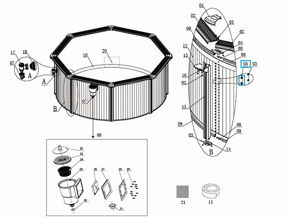 Bestway® Spare Part M6 cap nut set (10 pieces) for for all Hydrium™ steel wall pools