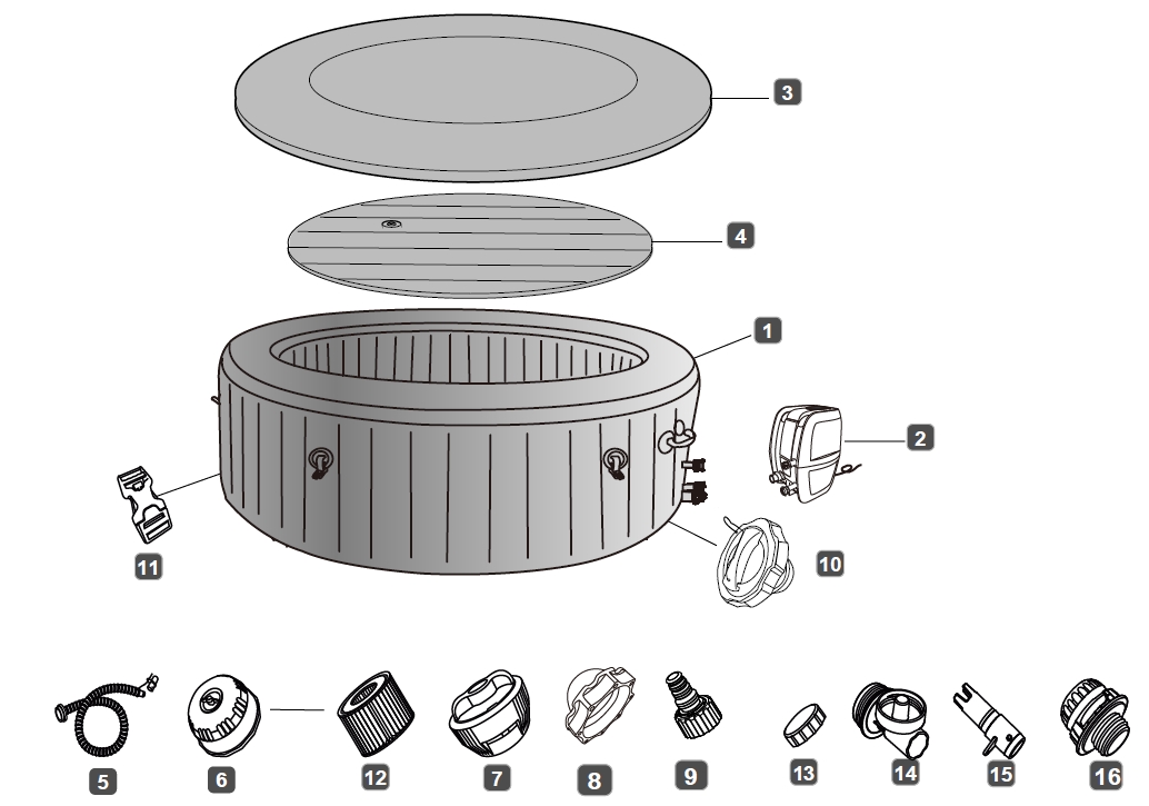 Bestway® Spare Part Leatheroid cover (grey) for LAY-Z-SPA® Baja AirJet™ Whirlpool Ø 175x66 cm, round