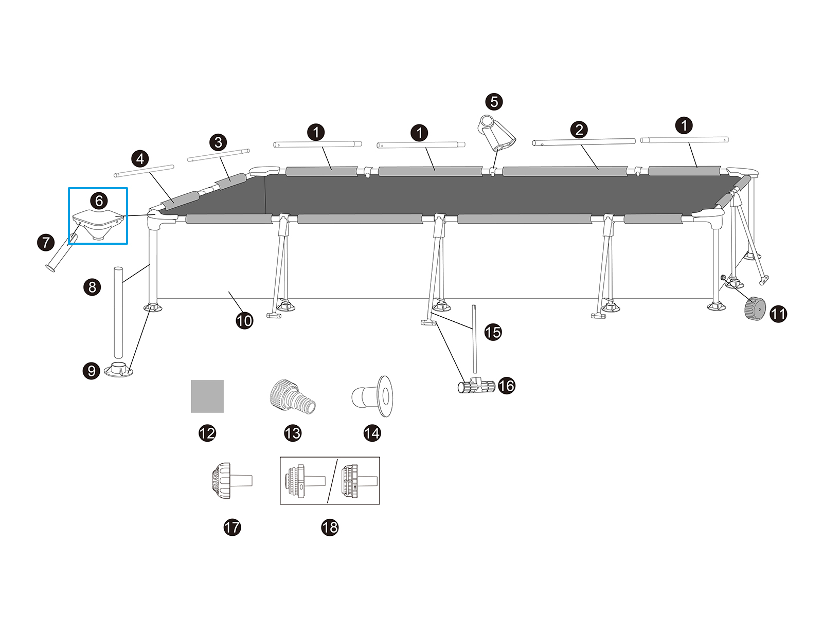Bestway® Spare Part Corner Seat for 6'x 5'x 24"/1.8x1.4x0.6m Frame Pool