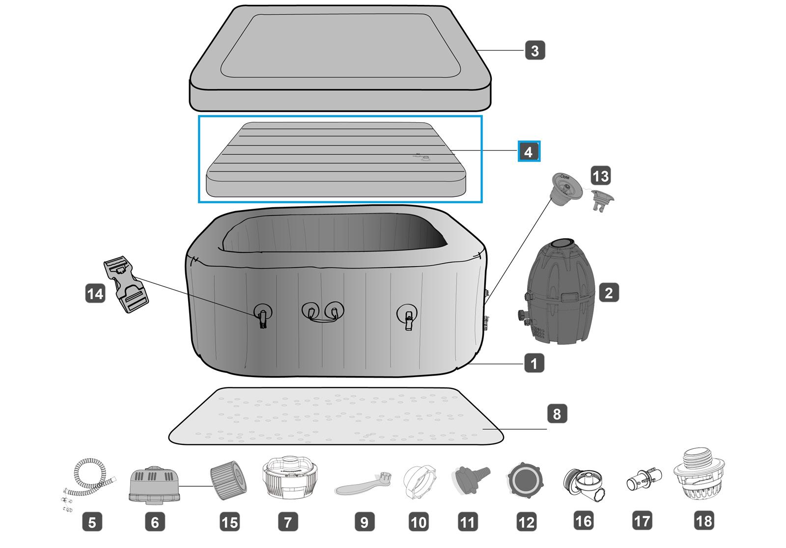 Bestway® Spare Part Lay-Z-Spa™ Inflatable Cover 180cm x 180cm