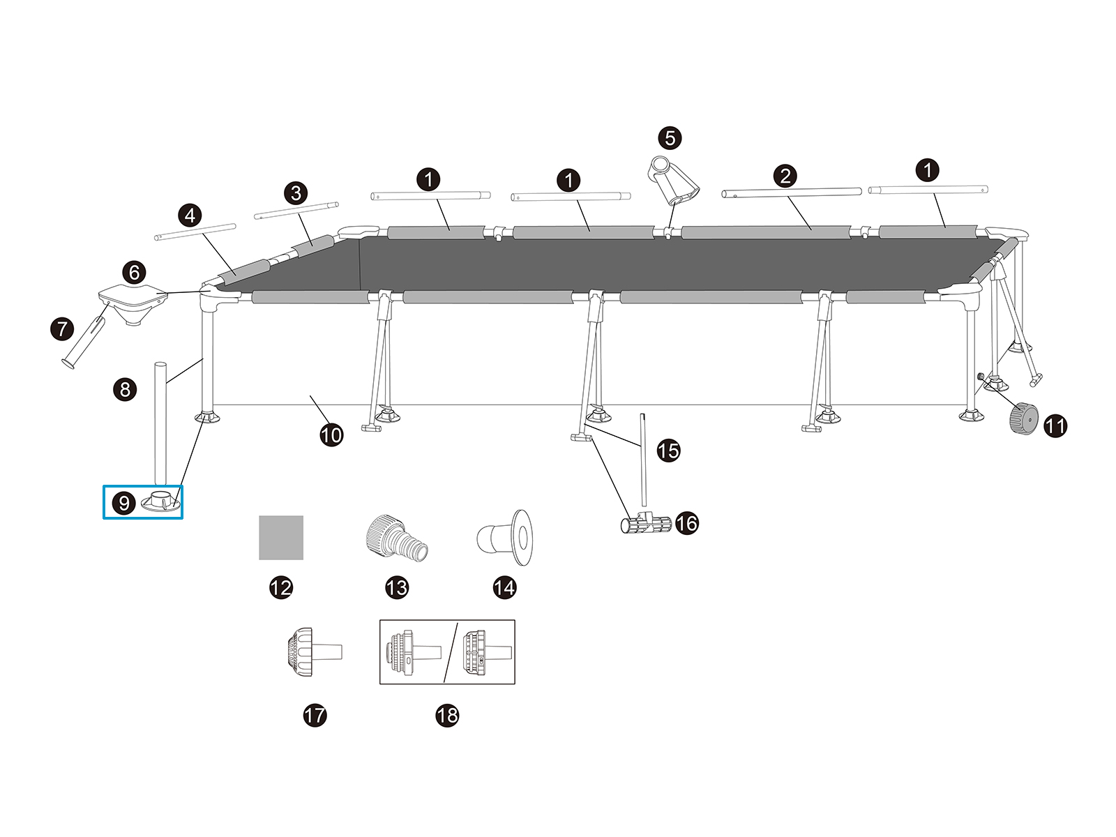 Bestway® Spare Part Leg Cap for 6'x 5'x 24"/1.8x1.4x0.6m frame pool