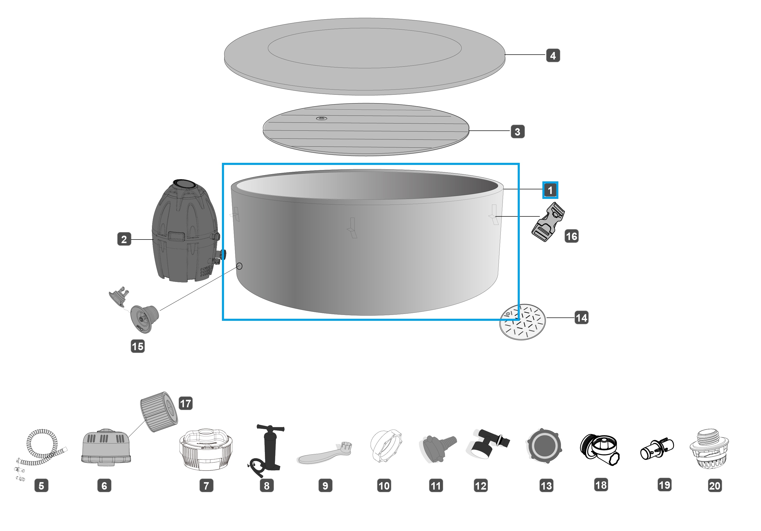 Bestway® Spare Part Lay-Z-Spa 79" x 27"/2.01m x 69cm Monaco AirJet Liner Bestway® Spare Part Lay-Z-Spa 79" x 27"/2.01m x 69cm Monaco AirJet Liner