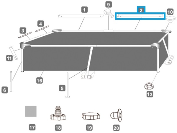 Bestway® Spare Part Top rail (white) for Steel Pro™ pool 239 x 150 x 58 cm, angular Bestway® Spare Part Top rail (white) for Steel Pro™ pool 239 x 150 x 58 cm, angular